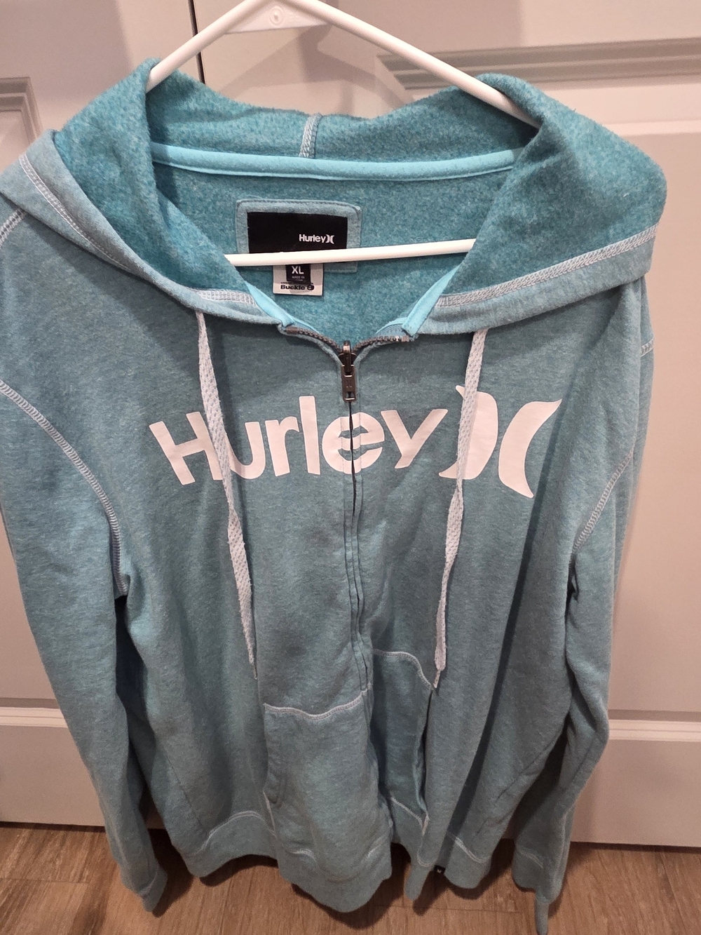Hurley Teal Full-Zip Hoodie with White Logo